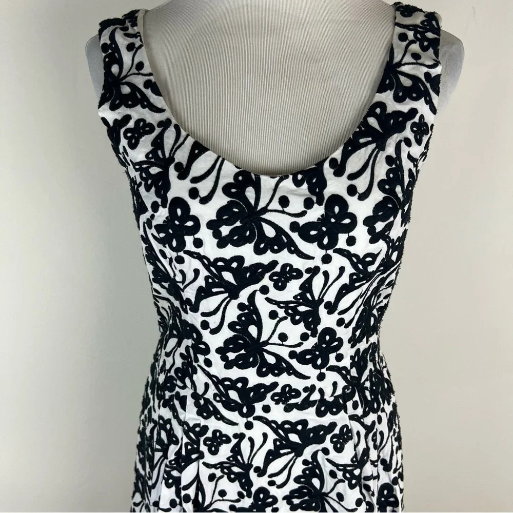 Vintage Betsey Johnson Black & White Butterfly Embroidered Dress Size 6 - Picture 2 of 7